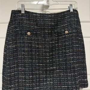 LOFT Black and White Tweed Mini Skirt